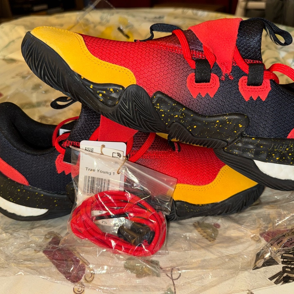 Mens Adidas Trae Young 1 Basketball Shoes - Red and Yellow